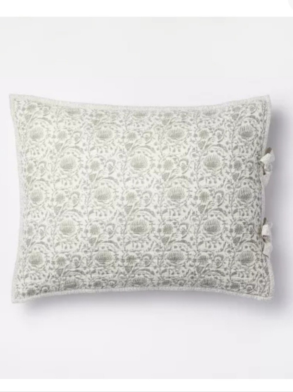 (( 2 PCS )) Standard Decorative Border Cotton Slub Print Quilt Sham Light Teal G